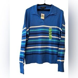 Joseph A Stripped Sweater with Collar L